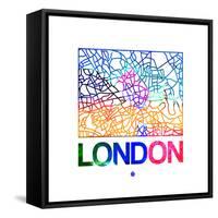 London Watercolor Street Map-NaxArt-Framed Stretched Canvas