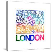 London Watercolor Street Map-NaxArt-Stretched Canvas