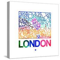 London Watercolor Street Map-NaxArt-Stretched Canvas