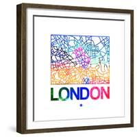 London Watercolor Street Map-NaxArt-Framed Premium Giclee Print