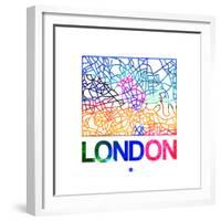 London Watercolor Street Map-NaxArt-Framed Premium Giclee Print