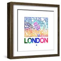 London Watercolor Street Map-NaxArt-Framed Art Print