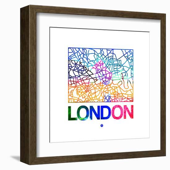 London Watercolor Street Map-NaxArt-Framed Art Print