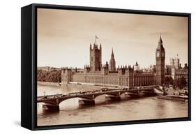 London Westminster with Big Ben and Bridge.-Songquan Deng-Framed Stretched Canvas