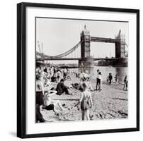 Londoners Relax on Tower Beach, c.1952-Henry Grant-Framed Art Print