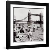 Londoners Relax on Tower Beach, c.1952-Henry Grant-Framed Art Print