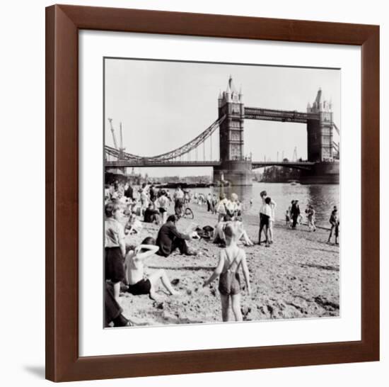 Londoners Relax on Tower Beach, c.1952-Henry Grant-Framed Art Print