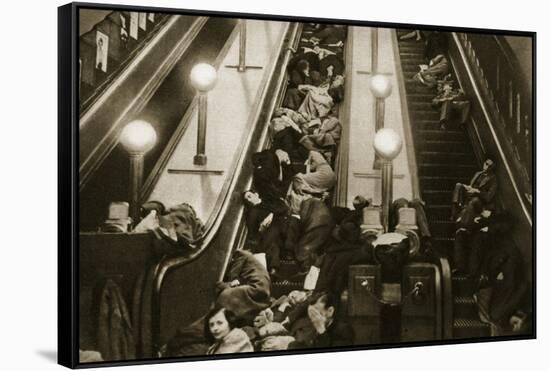 Londoners Seek Shelter from the Bombs in the Underground, 1940-English Photographer-Framed Stretched Canvas