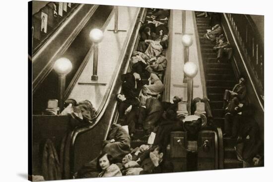 Londoners Seek Shelter from the Bombs in the Underground, 1940-English Photographer-Stretched Canvas