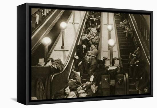 Londoners Seek Shelter from the Bombs in the Underground, 1940-English Photographer-Framed Stretched Canvas