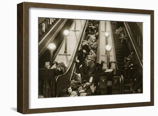Londoners Seek Shelter from the Bombs in the Underground, 1940-English Photographer-Framed Giclee Print