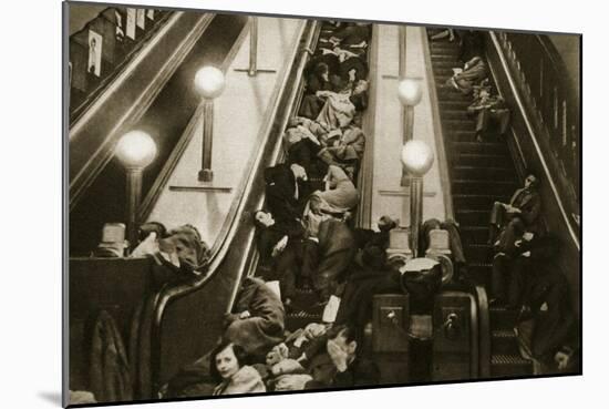 Londoners Seek Shelter from the Bombs in the Underground, 1940-English Photographer-Mounted Giclee Print
