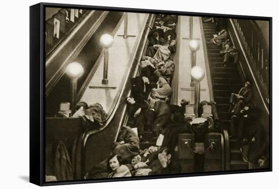 Londoners Seek Shelter from the Bombs in the Underground, 1940-English Photographer-Framed Stretched Canvas