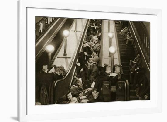 Londoners Seek Shelter from the Bombs in the Underground, 1940-English Photographer-Framed Giclee Print