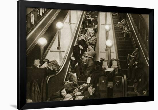 Londoners Seek Shelter from the Bombs in the Underground, 1940-English Photographer-Framed Giclee Print