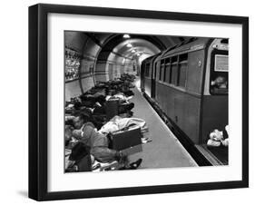 Londoners Sleeping Underground in Subway For Protection During German Bombing Raids-Hans Wild-Framed Photographic Print