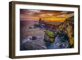 Londrangar Sea Stacks and the Thufubjarg Cliffs. Iceland-Ragnar Th Sigurdsson-Framed Photographic Print