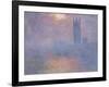 Londres, le Parlement, trouée de soleil dans le brouillard-Claude Monet-Framed Premium Giclee Print