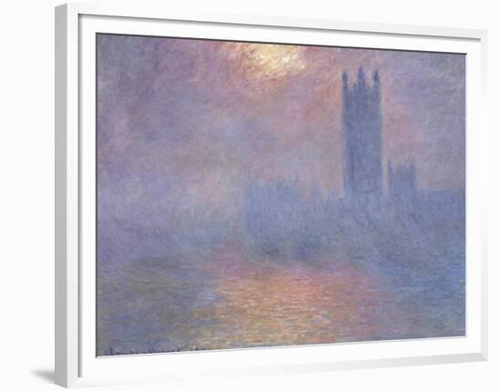 Londres, le Parlement, trouée de soleil dans le brouillard-Claude Monet-Framed Premium Giclee Print
