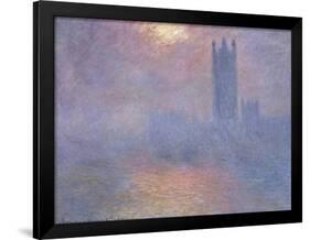 Londres, le Parlement, trouée de soleil dans le brouillard-Claude Monet-Framed Premium Giclee Print