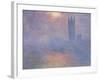 Londres, le Parlement, trouée de soleil dans le brouillard-Claude Monet-Framed Giclee Print