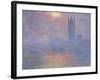 Londres, le Parlement, trouée de soleil dans le brouillard-Claude Monet-Framed Giclee Print