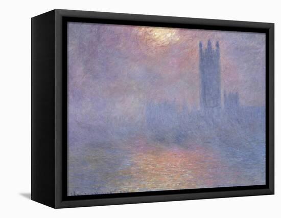 Londres, le Parlement, trouée de soleil dans le brouillard-Claude Monet-Framed Stretched Canvas