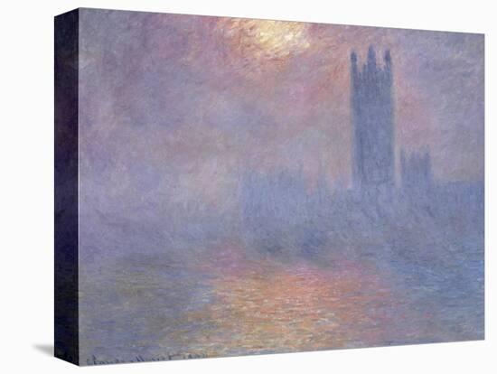 Londres, le Parlement, trouée de soleil dans le brouillard-Claude Monet-Stretched Canvas