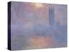 Londres, le Parlement, trouée de soleil dans le brouillard-Claude Monet-Stretched Canvas