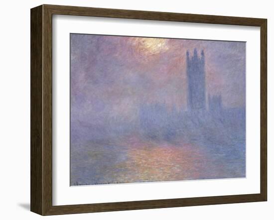 Londres, le Parlement, trouée de soleil dans le brouillard-Claude Monet-Framed Giclee Print