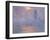 Londres, le Parlement, trouée de soleil dans le brouillard-Claude Monet-Framed Giclee Print