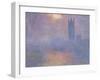 Londres, le Parlement, trouée de soleil dans le brouillard-Claude Monet-Framed Giclee Print