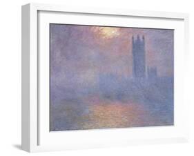 Londres, le Parlement, trouée de soleil dans le brouillard-Claude Monet-Framed Giclee Print