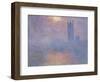 Londres, le Parlement, trouée de soleil dans le brouillard-Claude Monet-Framed Premium Giclee Print