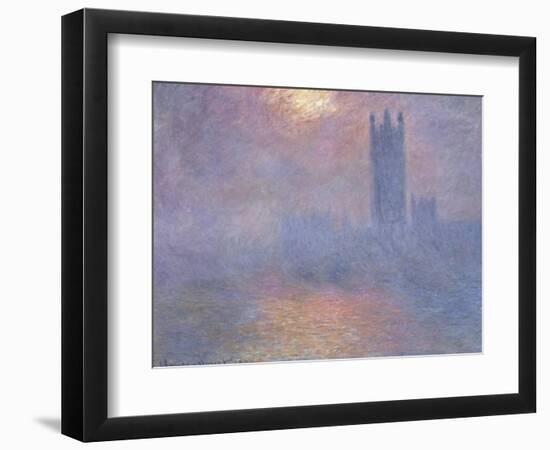 Londres, le Parlement, trouée de soleil dans le brouillard-Claude Monet-Framed Premium Giclee Print