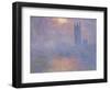 Londres, le Parlement, trouée de soleil dans le brouillard-Claude Monet-Framed Premium Giclee Print