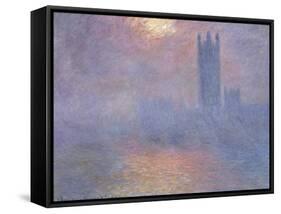 Londres, le Parlement, trouée de soleil dans le brouillard-Claude Monet-Framed Stretched Canvas