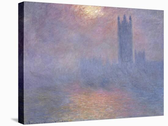 Londres, le Parlement, trouée de soleil dans le brouillard-Claude Monet-Stretched Canvas