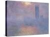 Londres, le Parlement, trouée de soleil dans le brouillard-Claude Monet-Stretched Canvas