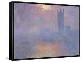 Londres, le Parlement, trouée de soleil dans le brouillard-Claude Monet-Framed Stretched Canvas