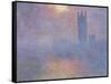 Londres, le Parlement, trouée de soleil dans le brouillard-Claude Monet-Framed Stretched Canvas