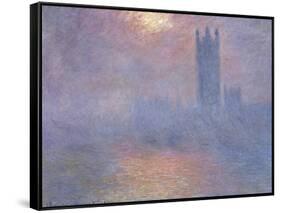 Londres, le Parlement, trouée de soleil dans le brouillard-Claude Monet-Framed Stretched Canvas