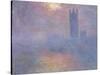 Londres, le Parlement, trouée de soleil dans le brouillard-Claude Monet-Stretched Canvas