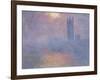 Londres, le Parlement, trouée de soleil dans le brouillard-Claude Monet-Framed Giclee Print