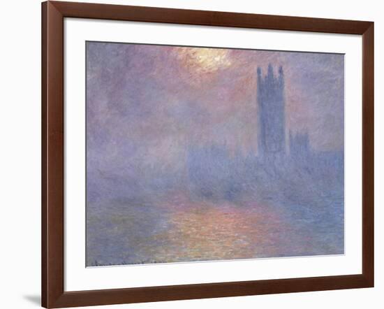 Londres, le Parlement, trouée de soleil dans le brouillard-Claude Monet-Framed Giclee Print