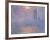 Londres, le Parlement, trouée de soleil dans le brouillard-Claude Monet-Framed Giclee Print