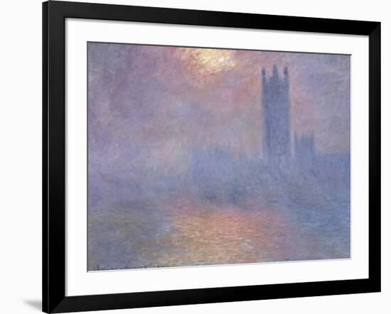 Londres, le Parlement, trouée de soleil dans le brouillard-Claude Monet-Framed Giclee Print