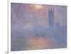 Londres, le Parlement, trouée de soleil dans le brouillard-Claude Monet-Framed Giclee Print