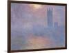 Londres, le Parlement, trouée de soleil dans le brouillard-Claude Monet-Framed Giclee Print