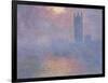 Londres, le Parlement, trouée de soleil dans le brouillard-Claude Monet-Framed Giclee Print